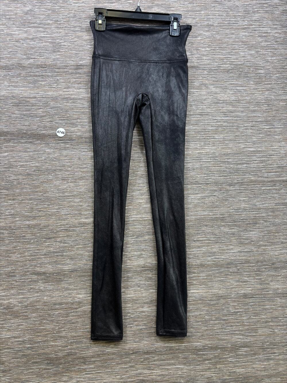Spanx Faux Leather Leggings Womens Size XS Black Mid Rise Stretch Style 2437